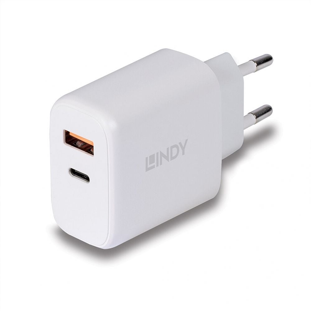 LINDY USB Type A & C Charger 30W, weiß