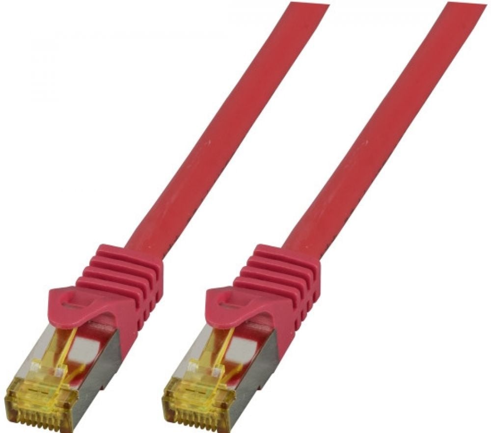 RJ45 Patchkabel S/FTP, Cat.6A, LSZH, Cat.7 Rohkabel, 3m, rot