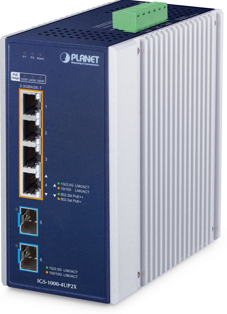 Planet Industrial 4-Port PoE++ Switch IGS-1000-4UP2X