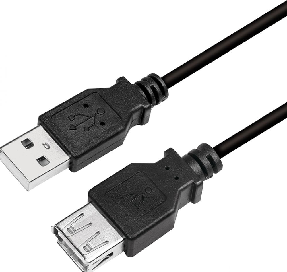 Adap Logilink USB 2.0 cable USB-A/M, 2m black, USB-A/F