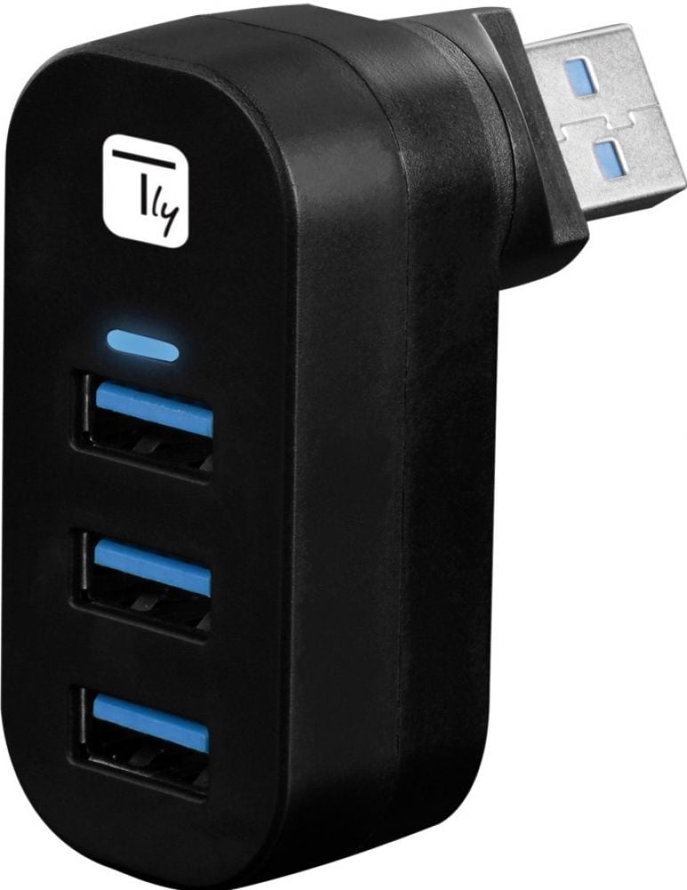Techly 180° Drehbarer Hub 3*USB 3.0 met Kabel