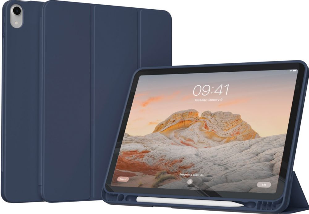 Accezz Smart Silicone Bookcase iPad Air 11 inch (2024) M2 / Air 5 (2022) / Air 4 (2020) - Donkerblauw