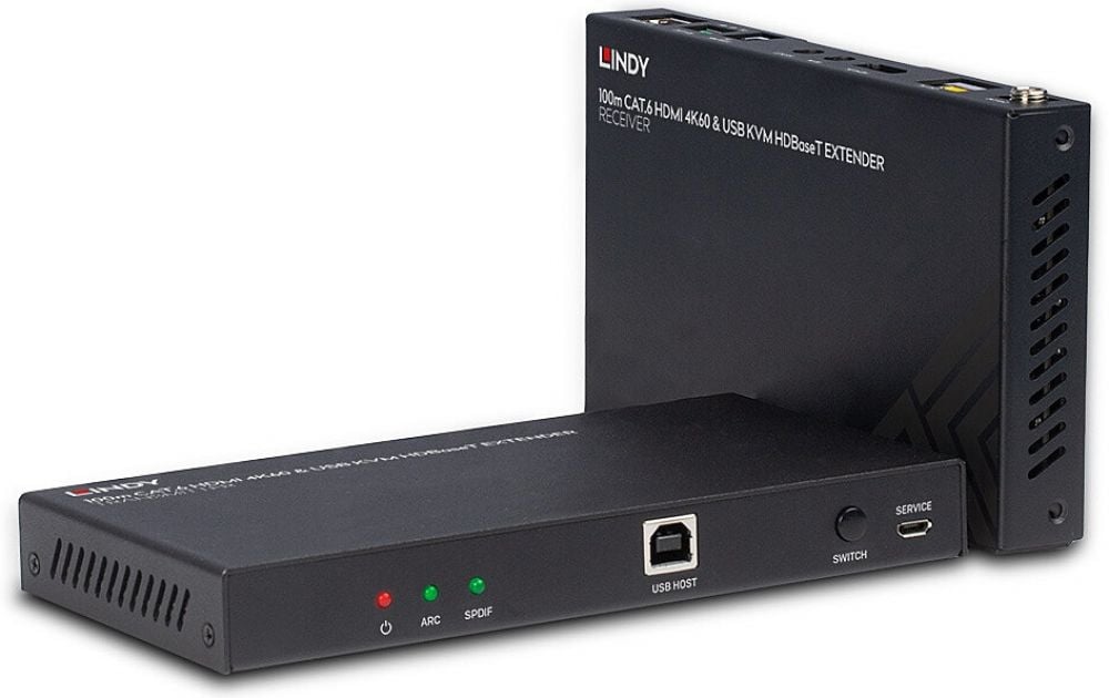 Lindy 100m Cat.6 HDMI 4K60 HDBaseT KVM Extender IR/RS-232