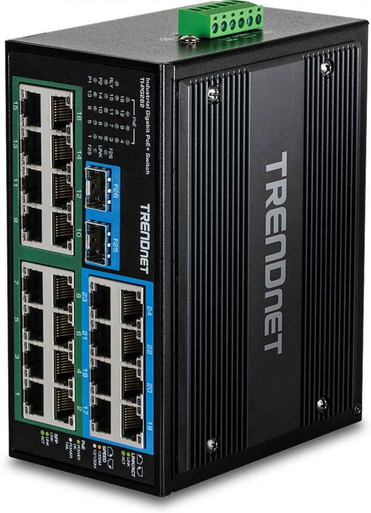 TRENDnet Industrie Switch 26Port Gbit PoE+ Metall DIN-Rail