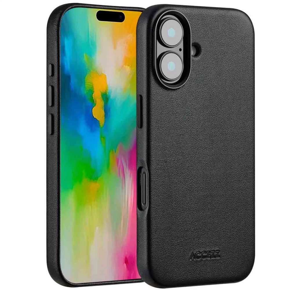 Accezz MagSafe Leather Backcover iPhone 16 - Onyx Black