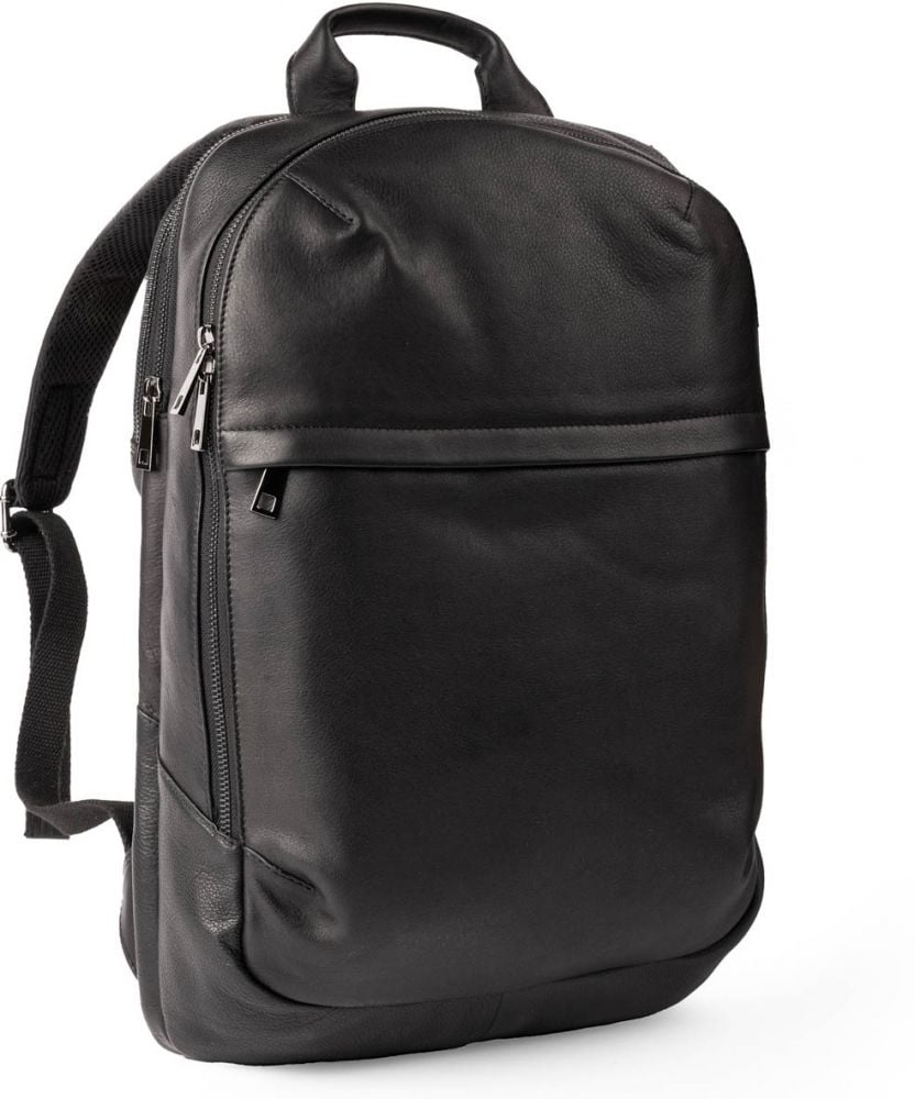 Accezz Leather Laptop rugzak 16 inch - Zwart