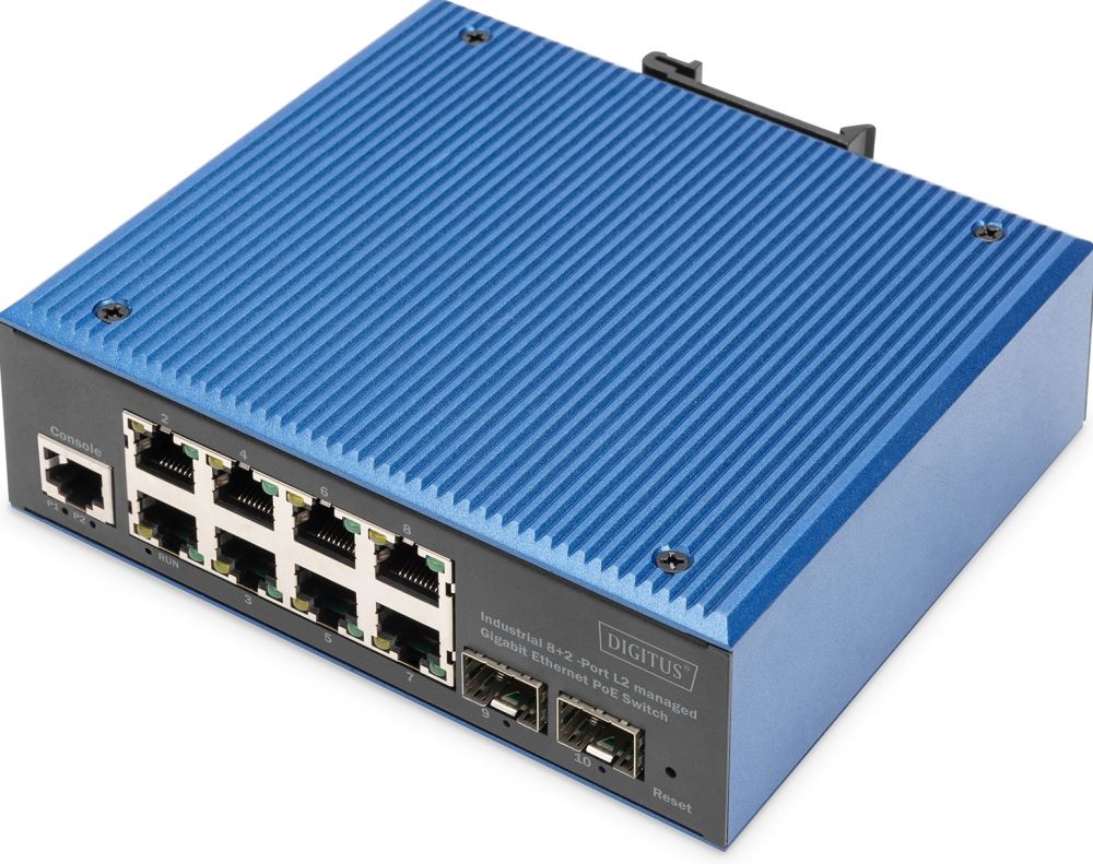 DIGITUS Switch 8+2-Port L2 managed Gigabit Ethernet PoE