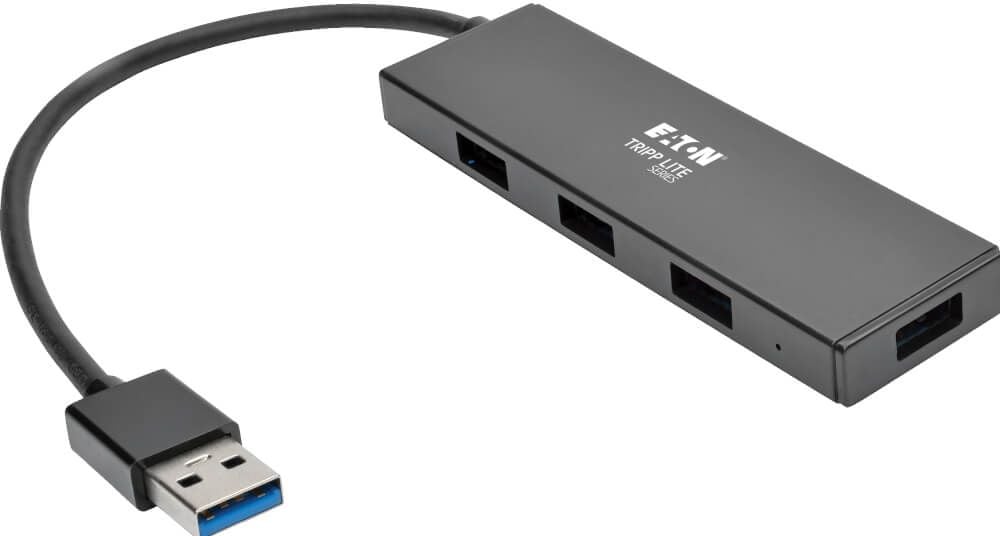 Tripp Lite 4-Port Portable Slim USB 3.0 Superspeed Hub w Built In Cable - Hub