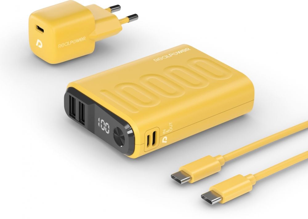 Powerbank RealPower PB-10000 Power Pack Gelb