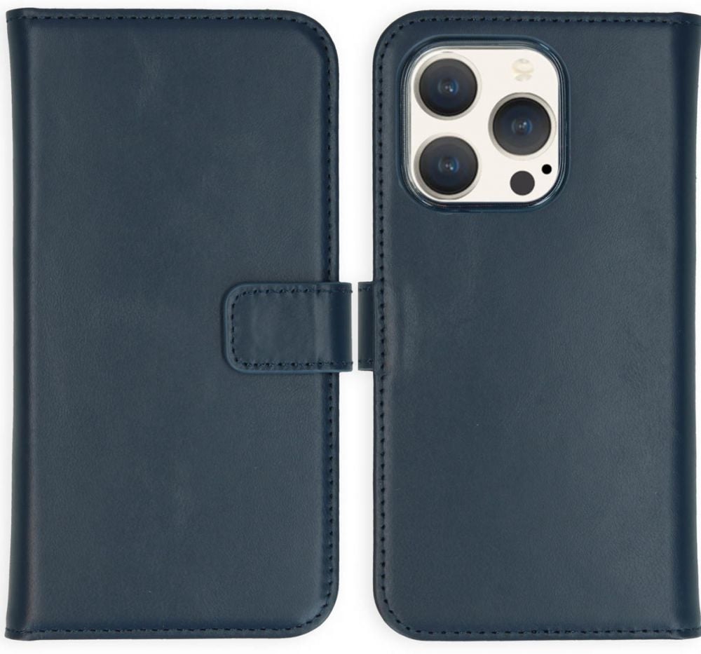 Selencia Echt Lederen Bookcase iPhone 15 Pro - Blauw