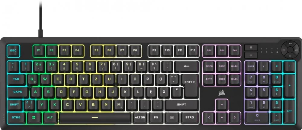 CORSAIR Cable / Membrane Switches / Backlit Zoned RGB LED / Rubberdome