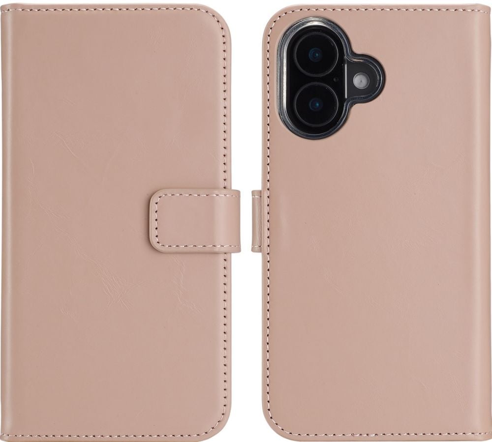 Selencia Echt Lederen Bookcase iPhone 16 Plus - Dusty Pink