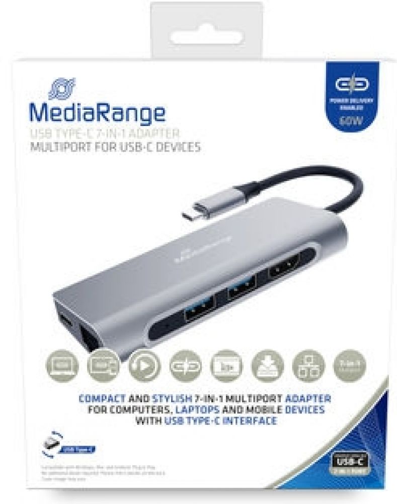MediaRange DockingStation USB-C -> HDMI,USB3.2,RJ45,PD 60W