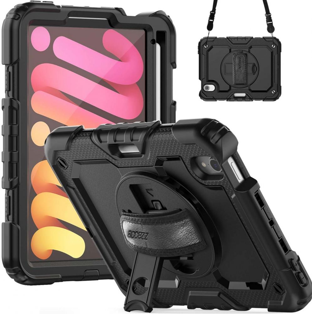 Accezz Rugged Backcover met Schouderriem - Geschikt voor iPad Mini 6 (2021) en iPad Mini 7 (2024)