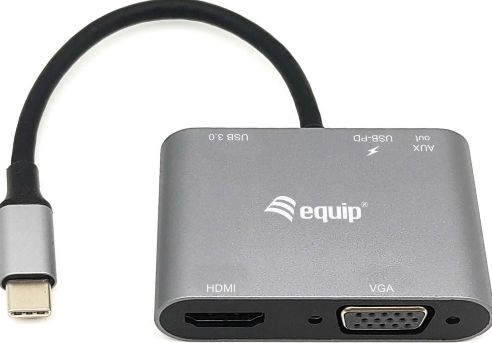 Equip Adapter 5in1 USB-C->HDMI,VGA/USB3.0,PD,AUX,4K60Hz 0.15
