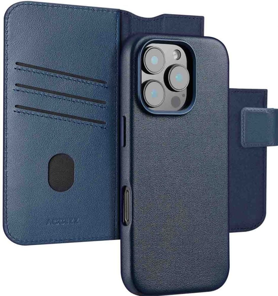 Accezz Leather Bookcase 2-in-1 met MagSafe iPhone 16 Pro Max - Nightfall Blue