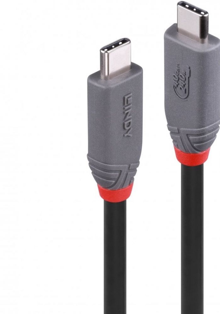 LINDY 2.0m USB4 240W Type C Kabel, 40Gbit/s, Anthra Line