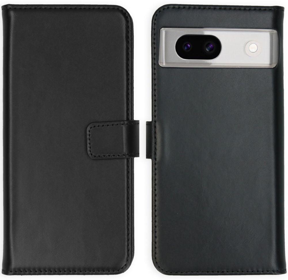 Selencia Echt Lederen Bookcase Google Pixel 8a - Zwart