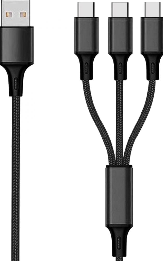 2GO 3 in 1 USB oplaadkabel - zwart