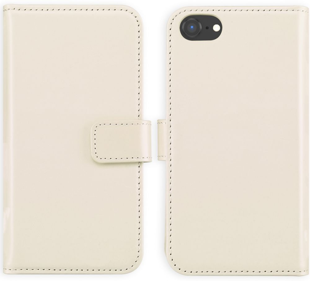 Selencia Echt Lederen Bookcase iPhone SE (2022 / 2020) / 8 / 7 / 6(s) - Greige