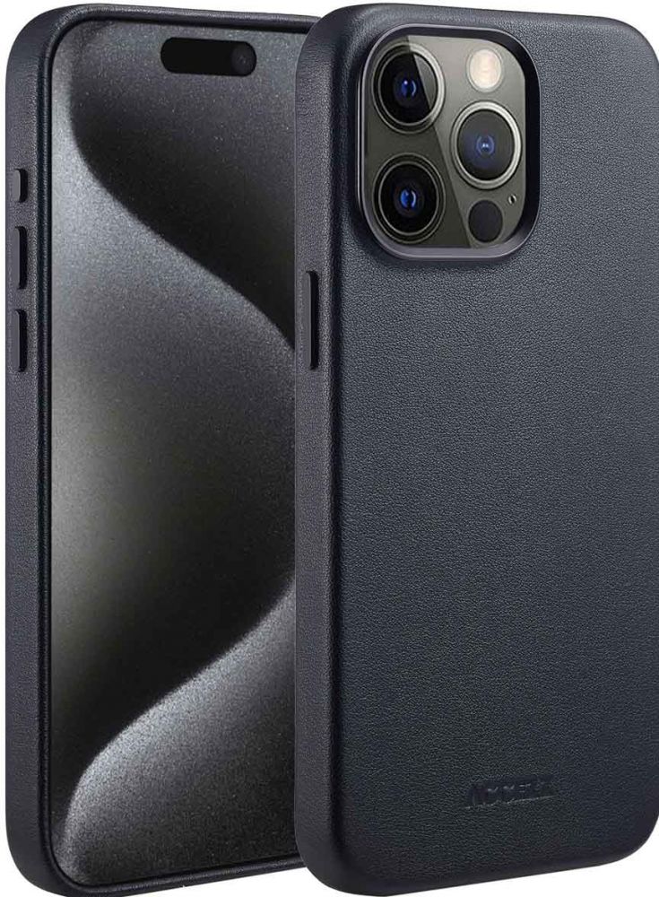 Accezz MagSafe Leather Backcover iPhone 15 Pro Max - Onyx Black