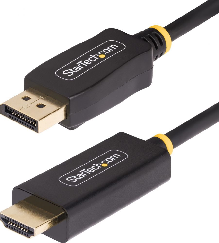 StarTech.com 6.6ft (2m) DisplayPort to HDMI Adapter Cable, 4K 60Hz with HDR, DP to HDMI 2.0b, Active Video Converter, DisplayPort Desktop to HDMI