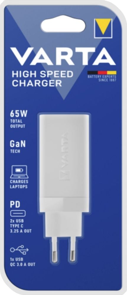 Varta Ladegerät High Speed Charger 65W 2x USB-C 1x USB-A