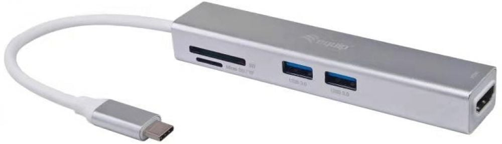 Equip Adapter USB-C -> HDMI,2xUSB3.0,SD 4K30Hz 0.15m zwart