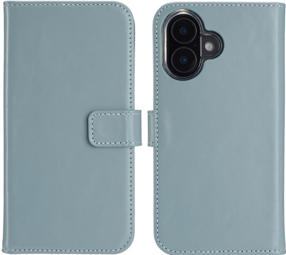 Selencia Echt Lederen Bookcase iPhone 16 Plus - Air Blue