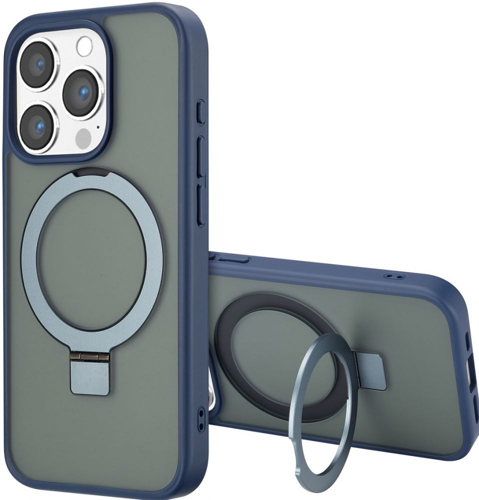 Accezz Ring Stand Backcover met MagSafe iPhone 15 Pro - Blue