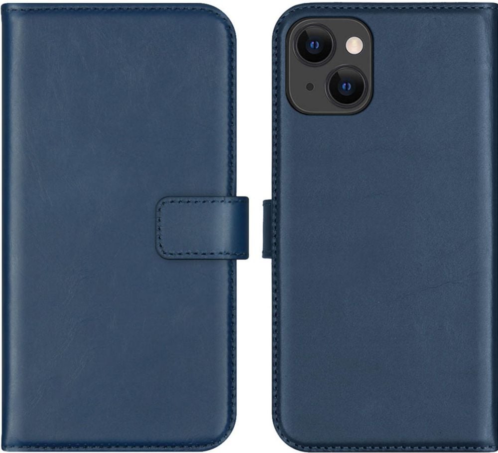 Selencia Echt Lederen Bookcase iPhone 13 - Blauw