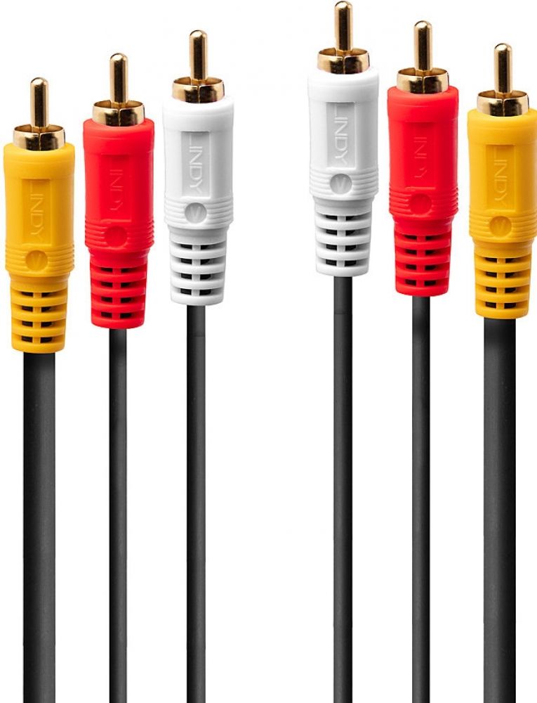 LINDY 1m Premium AV Cable 3xPhono Male To 3xPhono Male