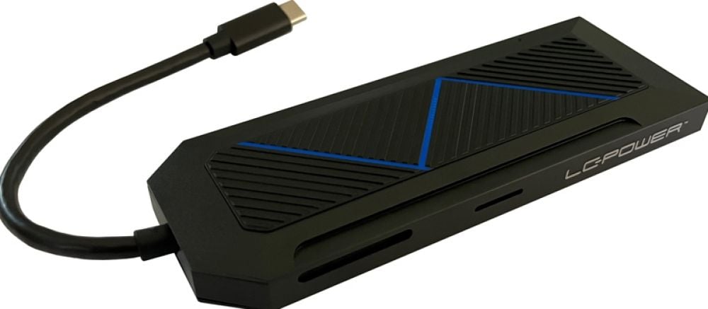 USB Hub LC-Power LC-HUB-C-MULTI-6-RGB USB-C + USB 3xUSB3.2,HDMI,mSD,RJ-45,AUX,SD/MMC