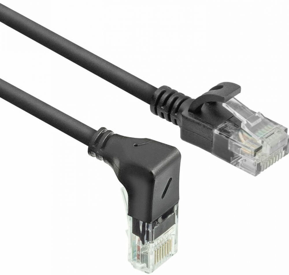 CAT6A U/UTP SLIM D-ANG BK 50CM. 1 stk