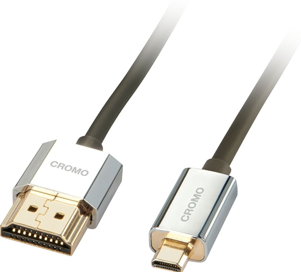 LINDY 2m CROMO Slim High Speed HDMI to Micro HDMI Cable with Ethernet