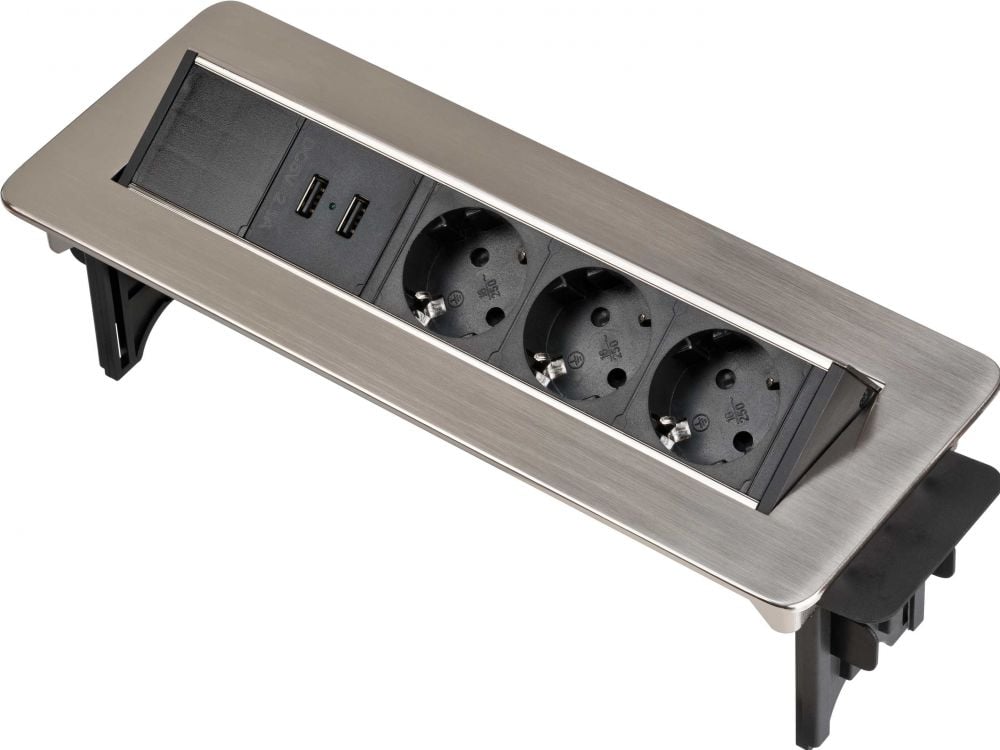 Bren Indesk Tischsteckdose 3 fach 2x USB