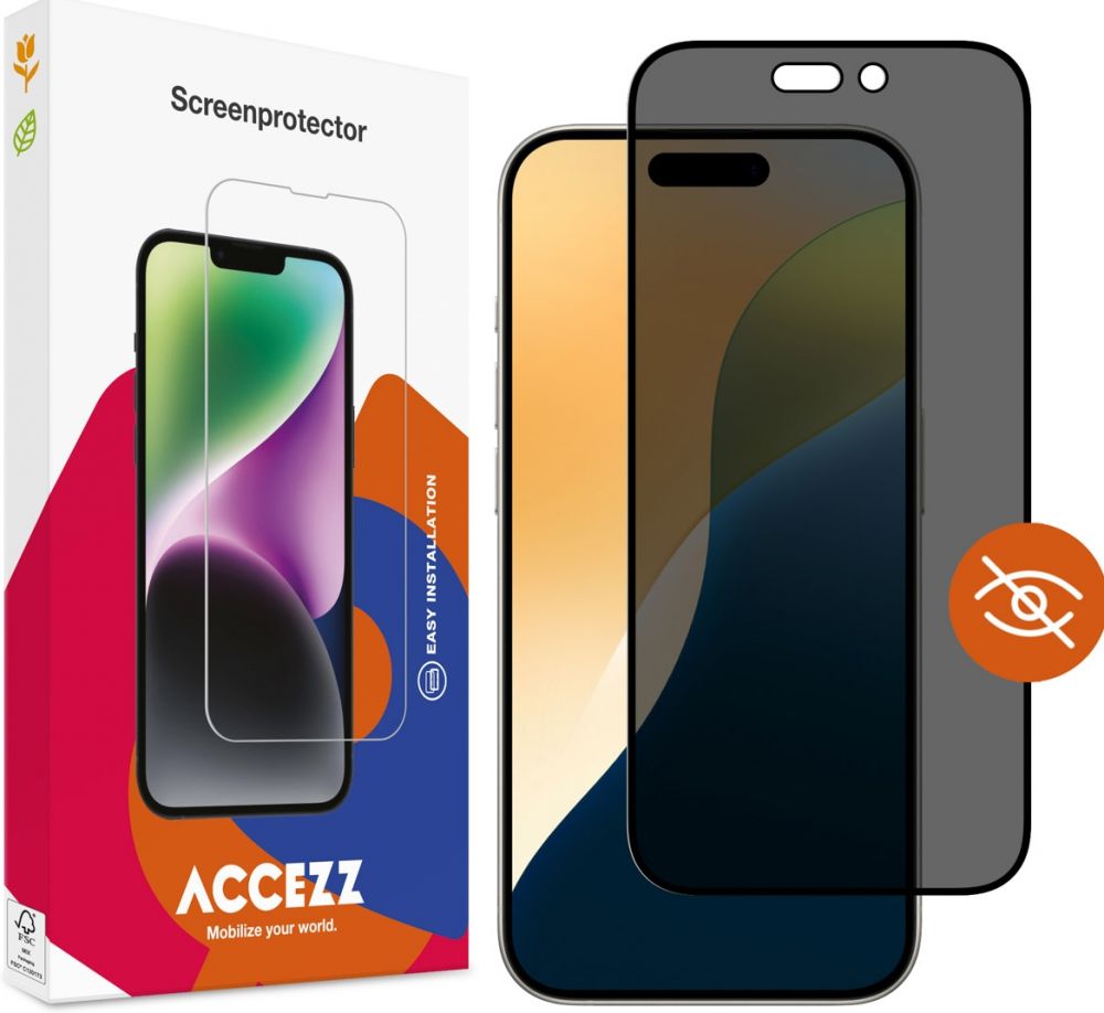 Accezz Gehard Glas Privacy Screenprotector iPhone 16 Pro