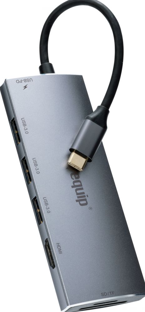 Equip Adapter 7in1 USB-C->HDMI,3xUSB3.0,PD,SD,TF4K60Hz 0.15m