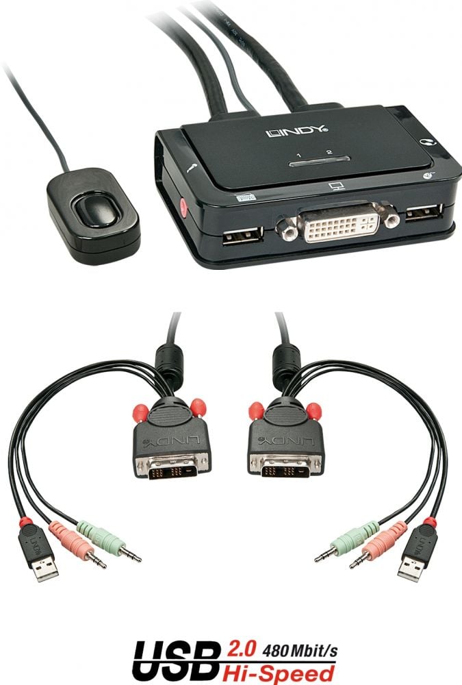 Lindy 42341 - 2 Port KVM Switch
