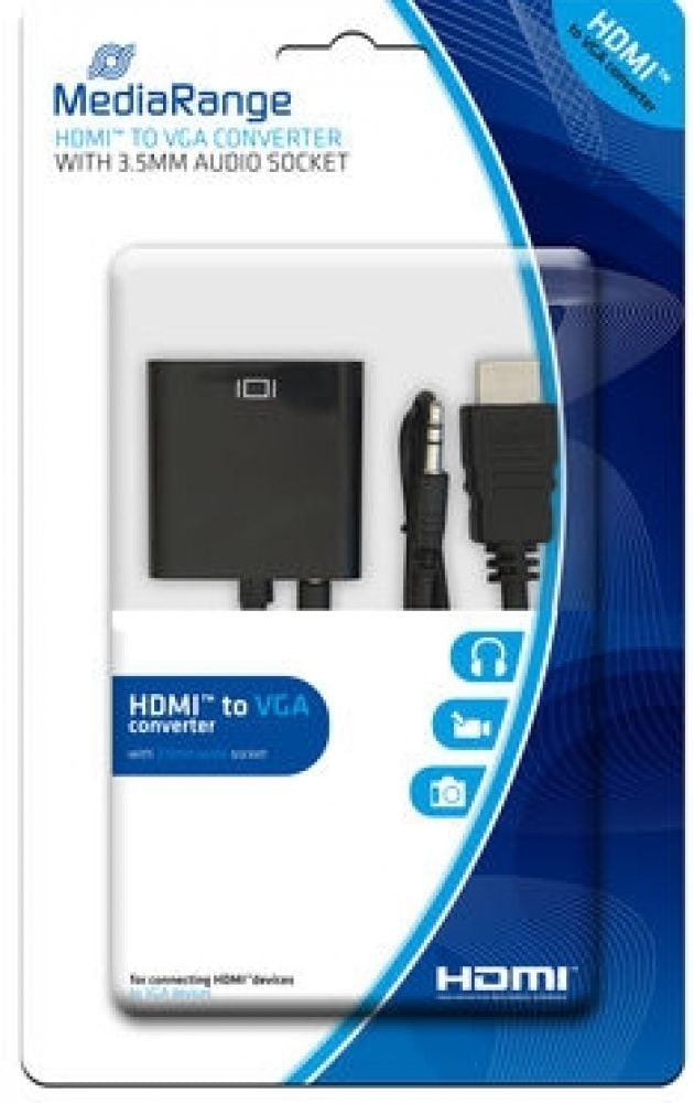 MediaRange HDMI auf VGA Konverter 3.5mm Audio-Anschluss schw