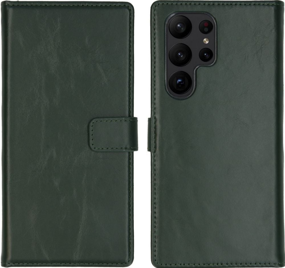 Selencia Echt Lederen Bookcase Samsung Galaxy S23 Ultra - Groen