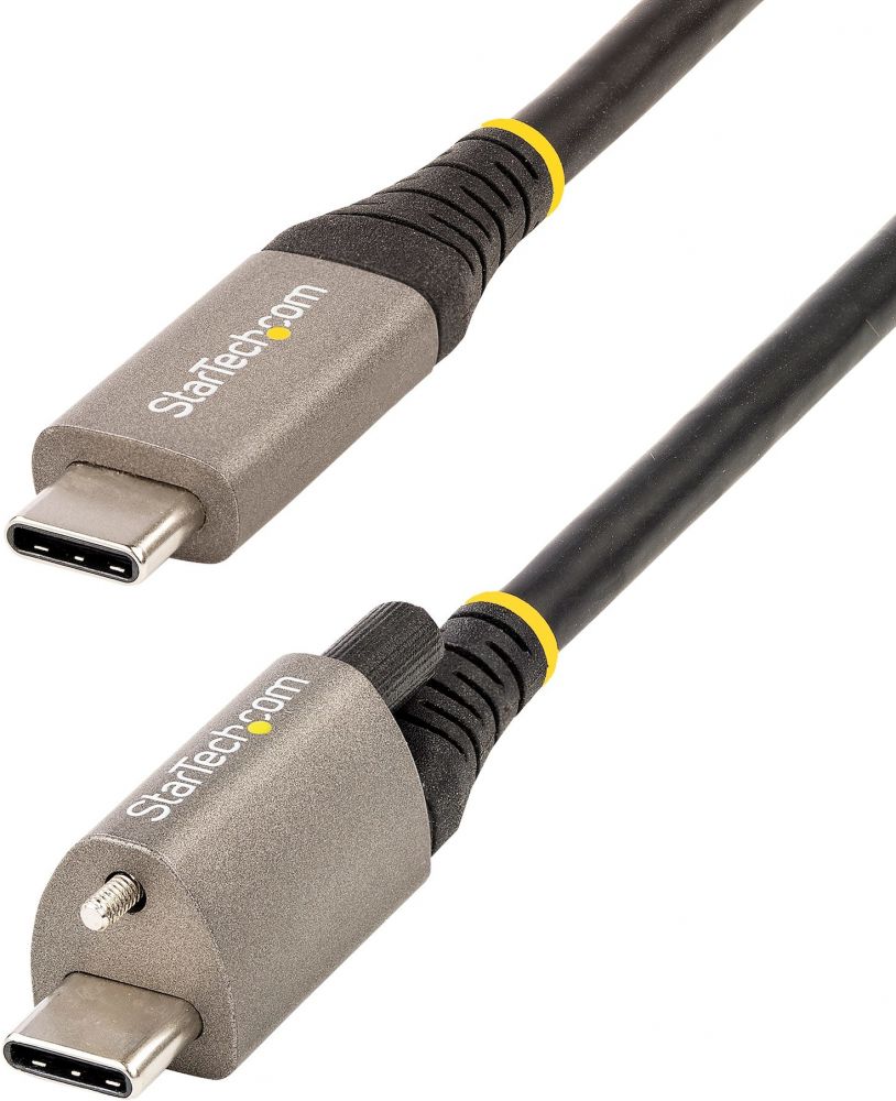 StarTech.com 50cm Vergrendelbare USB-C Kabel met Topschroef, 10Gbps, USB 3.12 Gen2 Type-C Kabel, 100W (5A) Power Delivery Charging, DP Alt Mode,