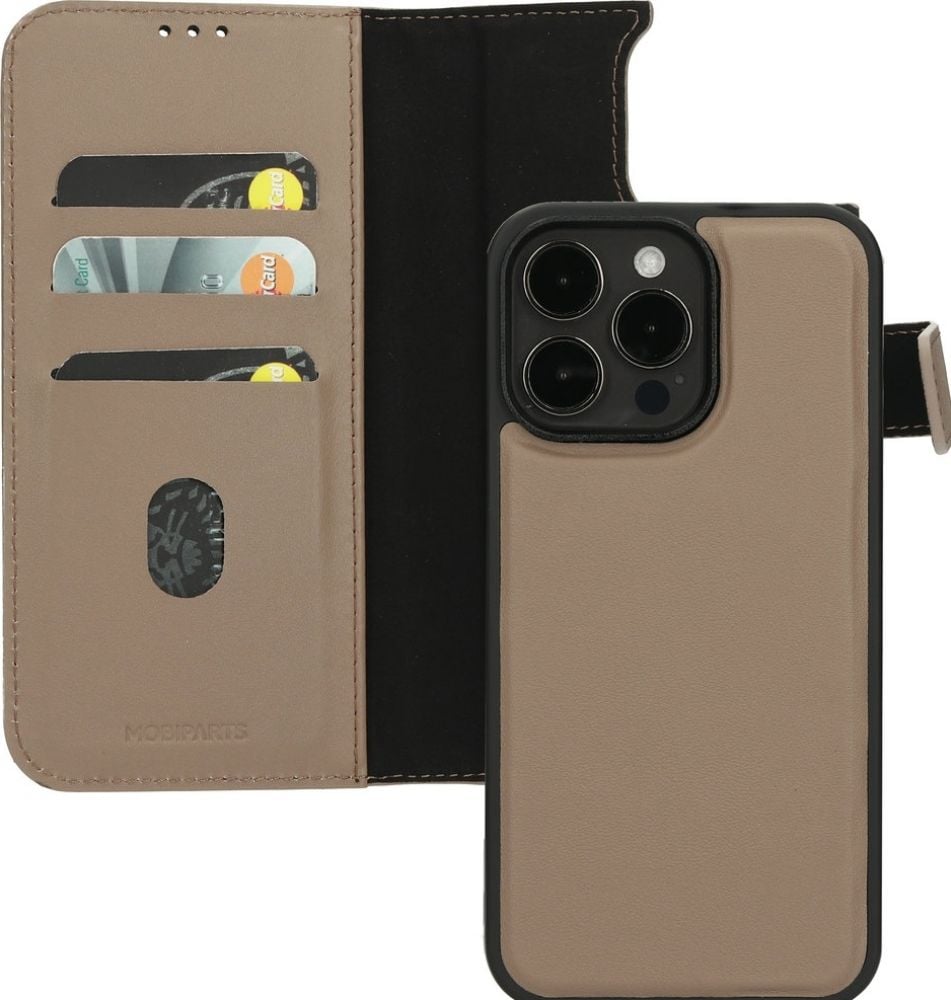 Mobiparts Leather 2 in 1 Wallet Case Apple iPhone 15 Pro Max Taupe - Smartphonehoesje