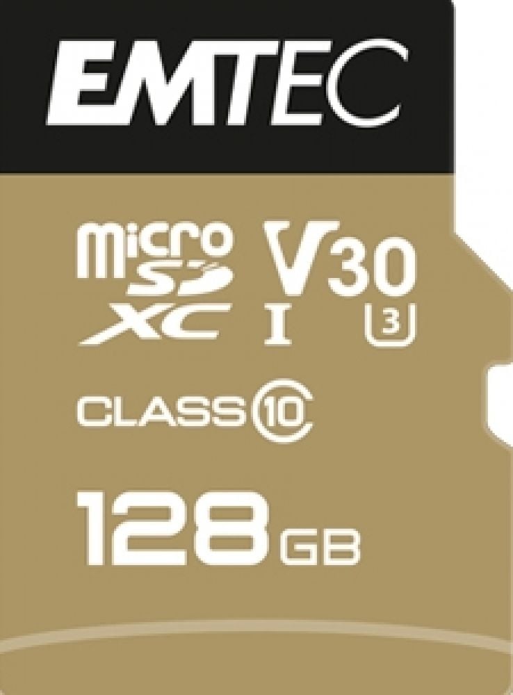 EMTEC MicroSD Card 128GB SDXC CL.10 V30 Pro + Adapter
