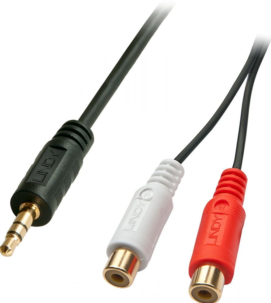 Lindy Audiokabel Stereo 3.5mm/2xRCA M/F 0.25m