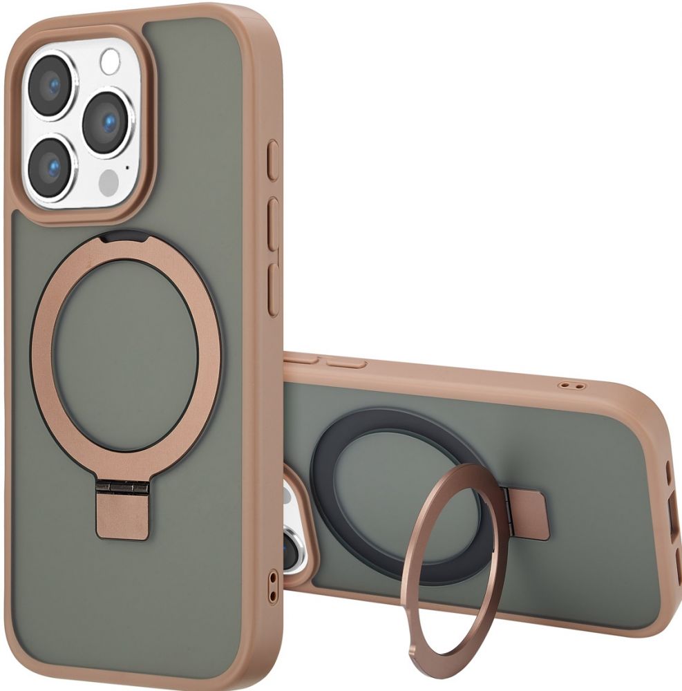 Accezz Ring Stand Backcover met MagSafe iPhone 16 Pro - Brown