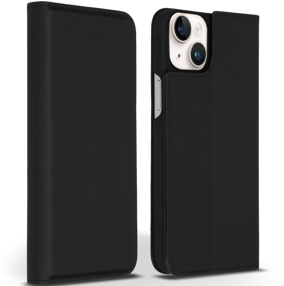Accezz Premium Leather Slim Bookcase iPhone 14 Plus - Zwart