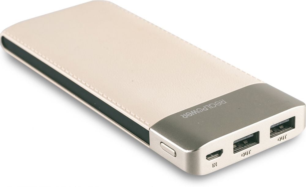 Powerbank RealPower PB-8000 Fashion Champagner (lederoptik)