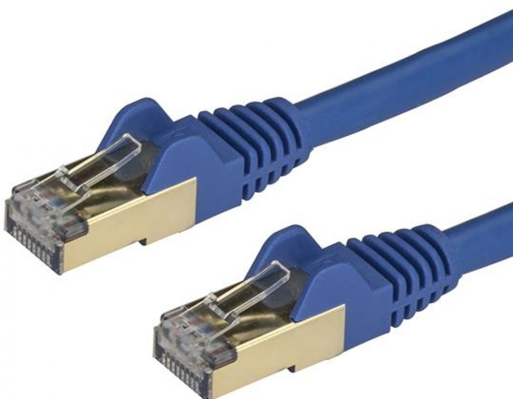 StarTech.com 3m CAT6A Ethernet Cable, 10 Gigabit Shielded Snagless RJ45 100W PoE Patch Cord, CAT 6A 10GbE STP Network Cable wStrain Relief, Blue,