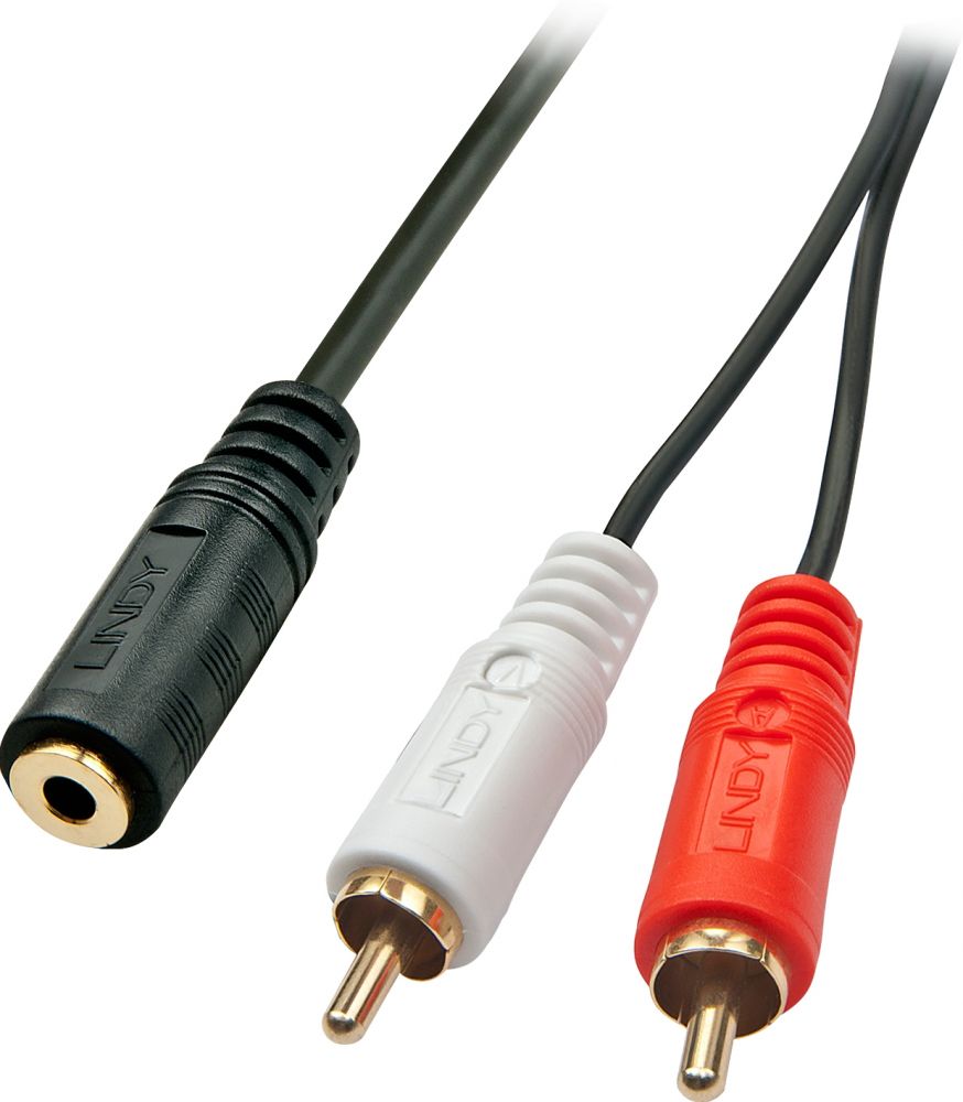 Lindy Audiokabel Stereo 3.5mm/2xRCA F/M 0.25m